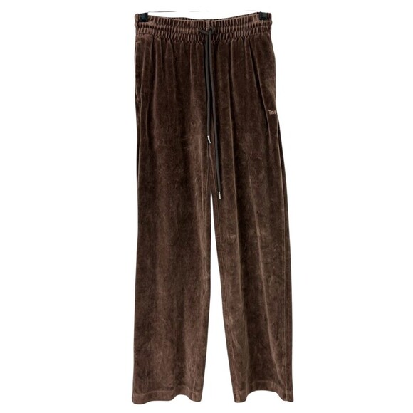 Aritzia Tna Women Sz XS Brown Velvet Velour Sweatpants Lounge Wide Leg Cozy E1 - Picture 1 of 11